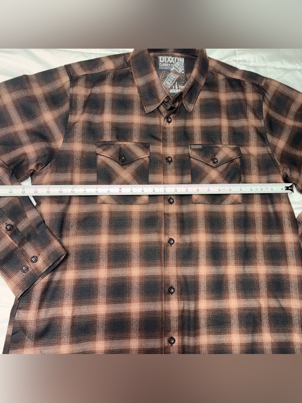 DIXXON | Bourbon Flannel Shirt Mens XL Plaid Long Sleeve Polyester RARE - Picture 6 of 8